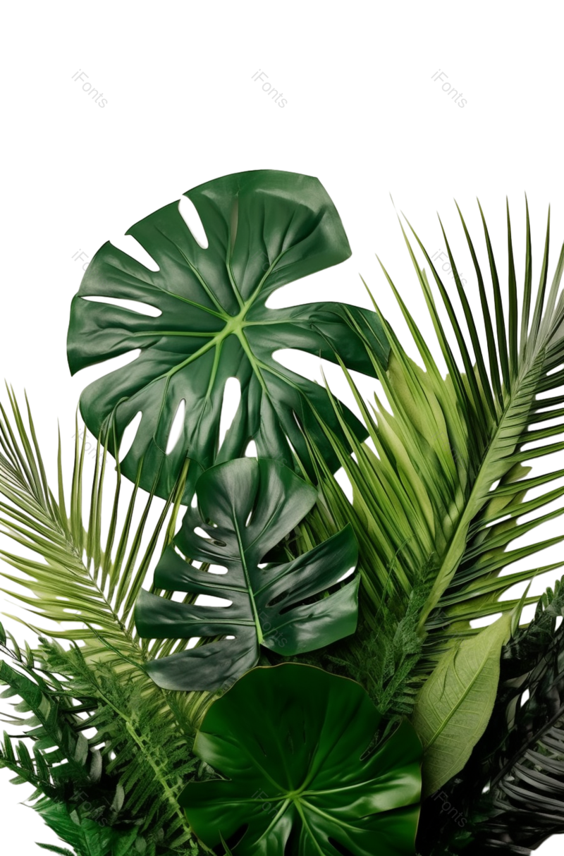 叶子图片,白色背景元素,绿色PNG,植物免抠素材
